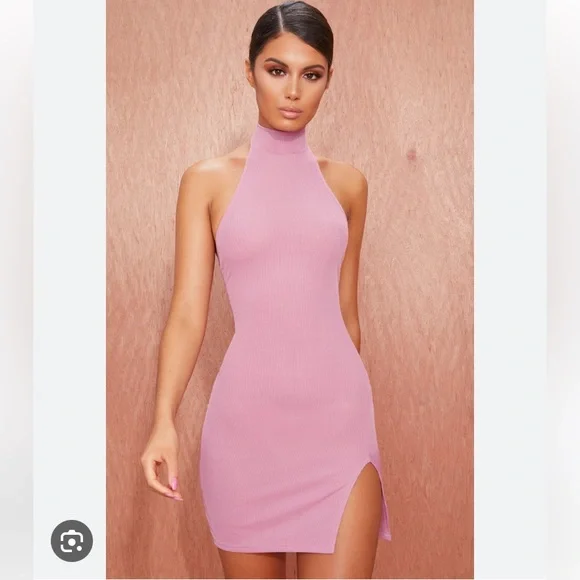 fitted lace wedding dress BEATRIZ rib knit dress in Mauve Berry – Elegantees main image 0